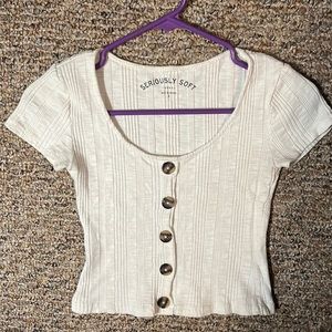 Aero white cropped shirt, size small